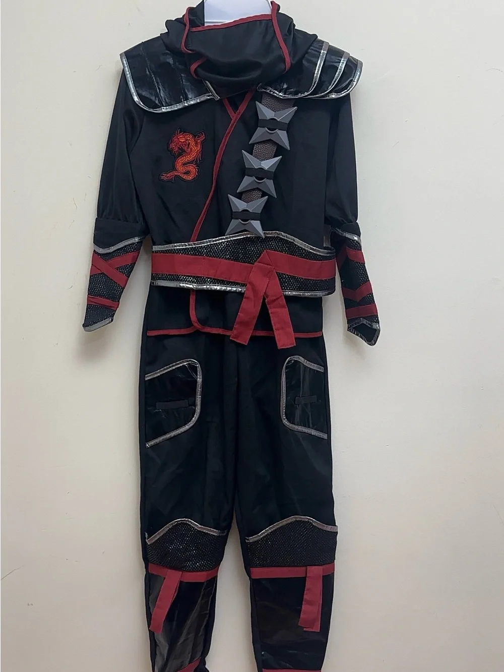 Teetot Ninja Halloween Costume Child 7-8 Black Red Dragon Warrior Costume